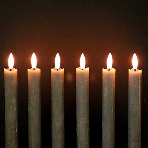 Flameless Ivory Taper Candles with Remote, Battery Operated Led 3D Wick Real Wax Pack of 6 X951106