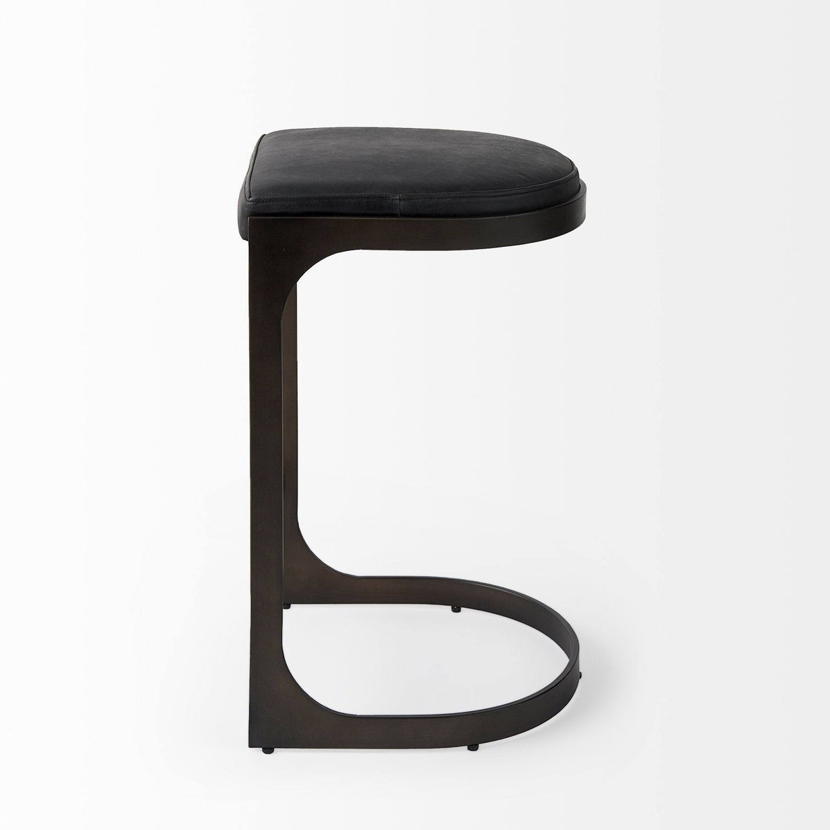 Dark Brown Leather Counter Stool with Metal Frame F94906