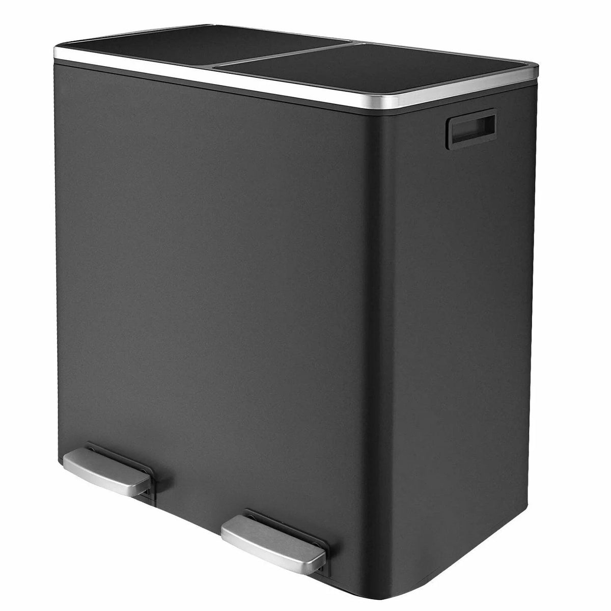 16 Gal Stainless Steel Dual Trash Can with Lid & Inner Buckets Z413