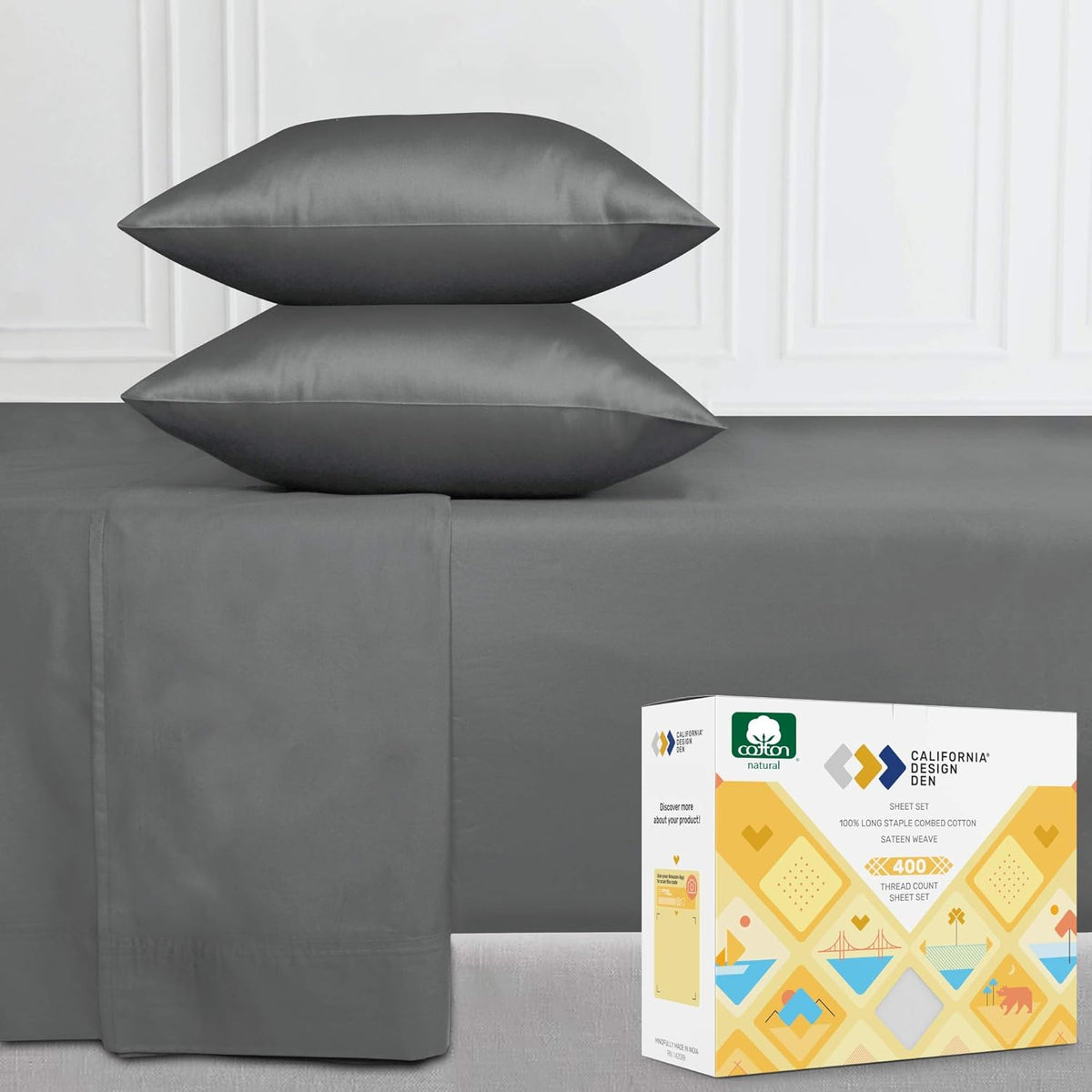 4 Pc 100% Cotton Cal King Sheet Set Y32325