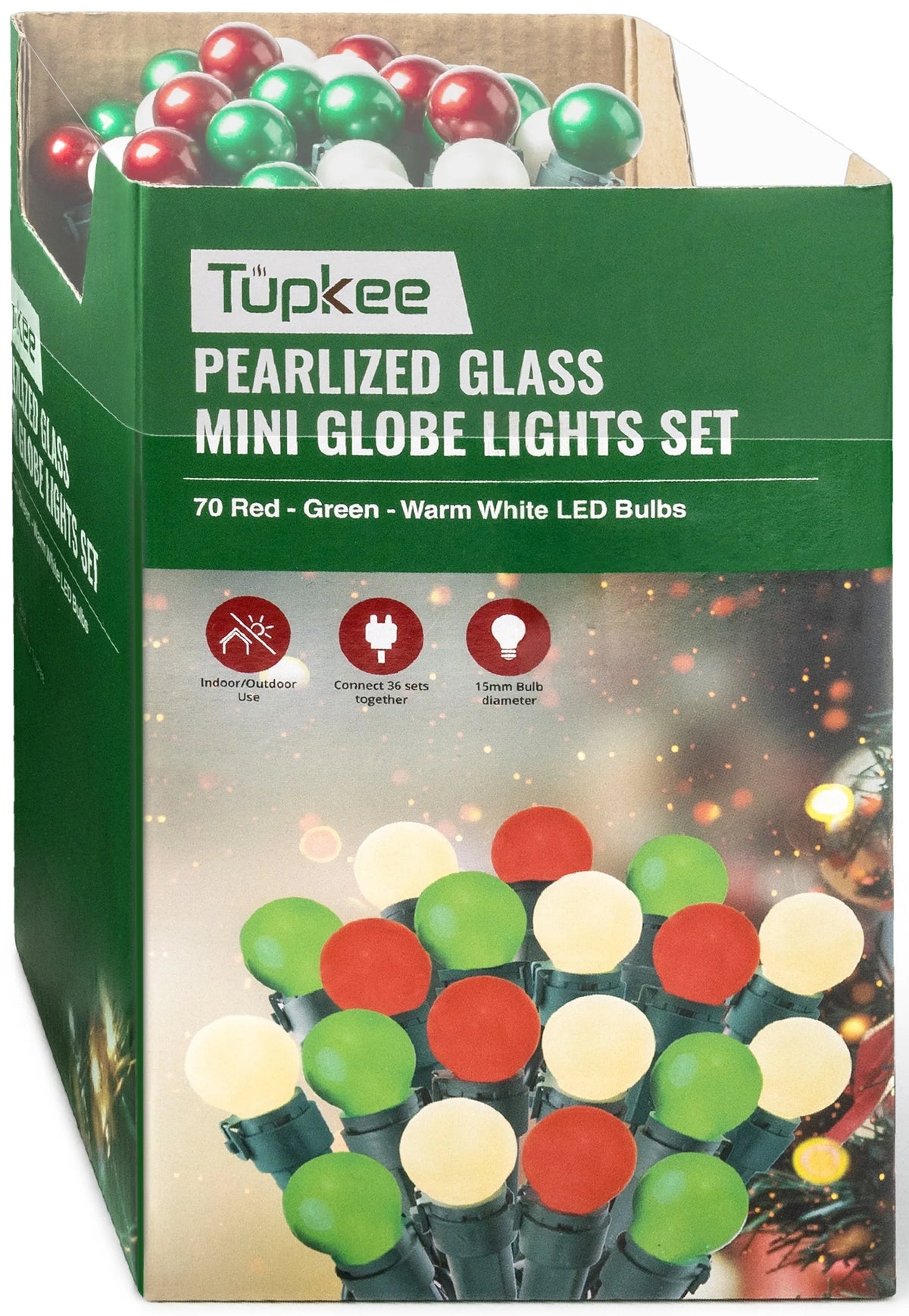70 G15 Red Green Warm-White LED Mini Globe Light String J799462