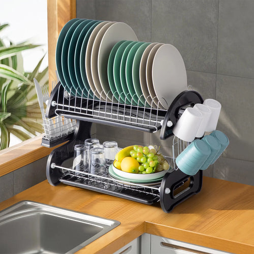 2-Tier Black Dish Drainer A248