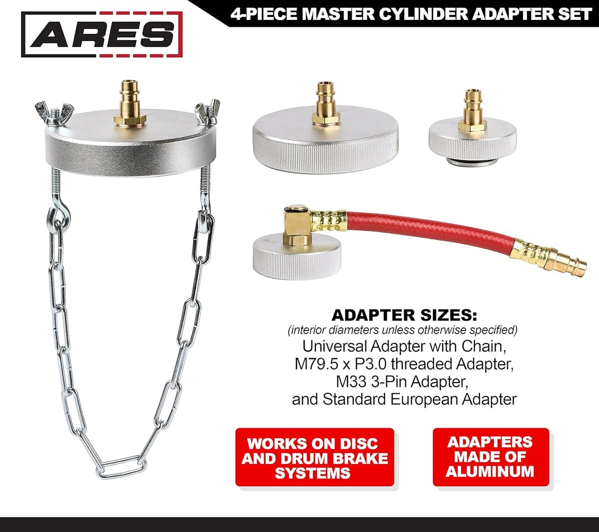 4-Piece Master Cylinder Adapter Set for Brake Fluid Filling A6054