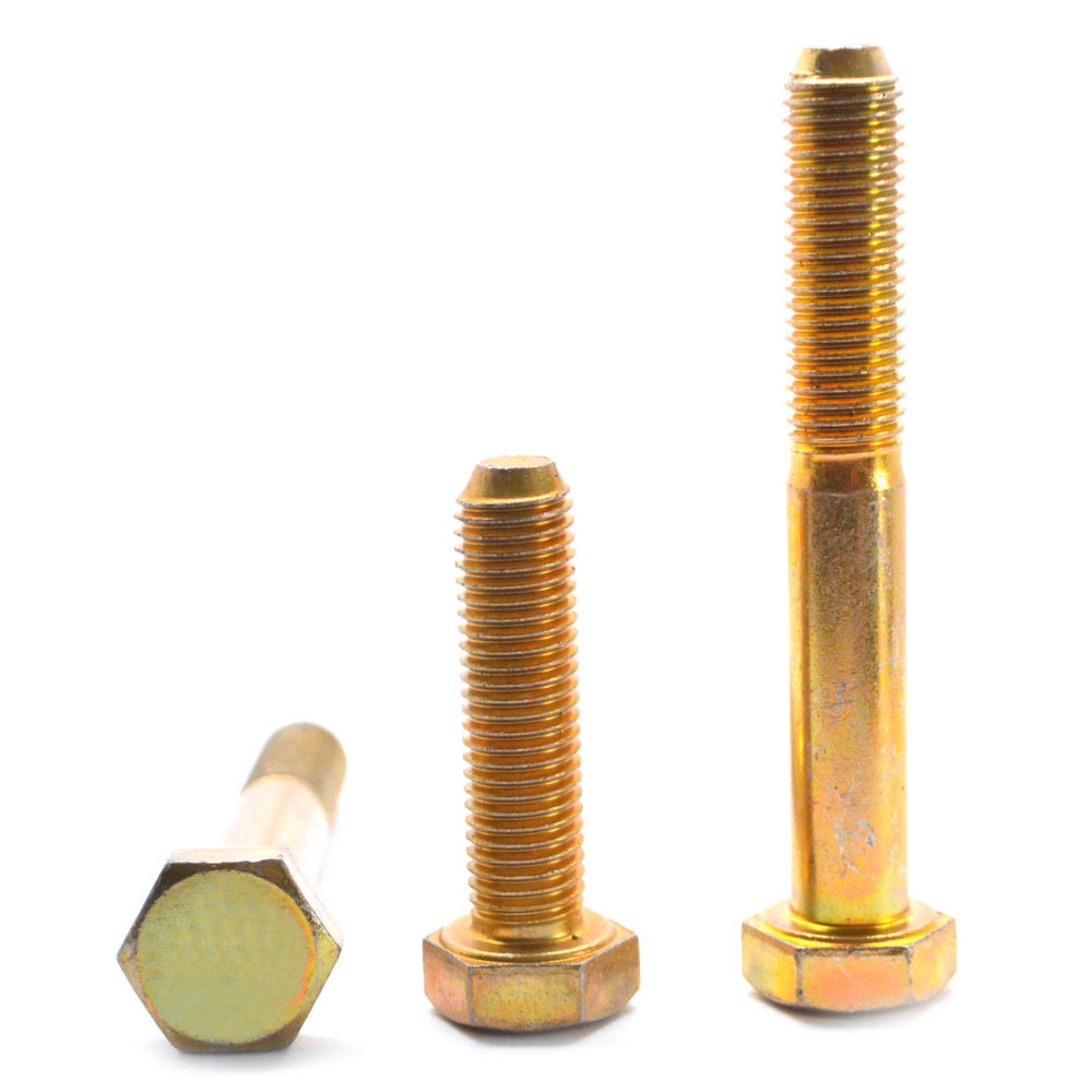 7/8x22-9 x 7x22 Coarse Thread Grade 5 Hex Cap Screw Medium Carbon Steel Yellow Zinc Plated X89453