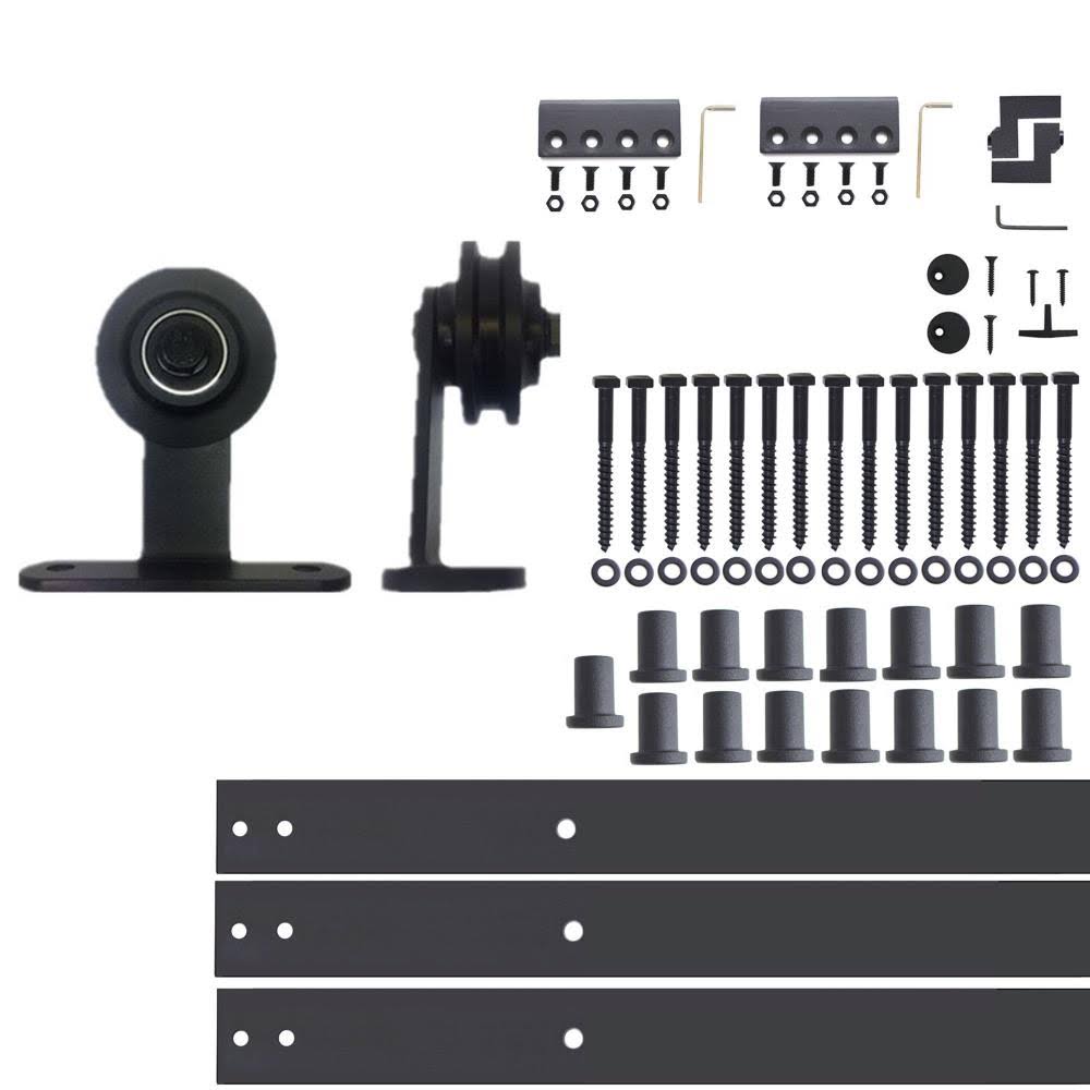 Black 18 ft. Sliding Barn Door Hardware Kit Q547
