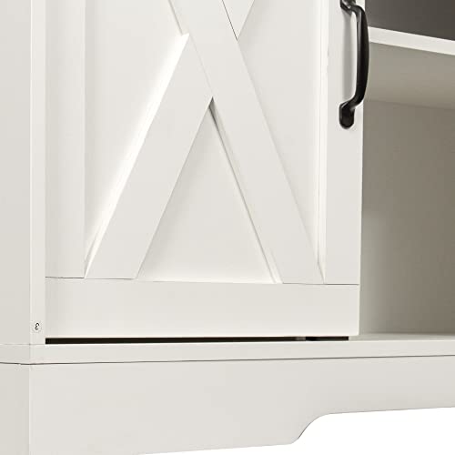 White 59 Inch Wood TV Stand with Sliding Barn Doors A732670