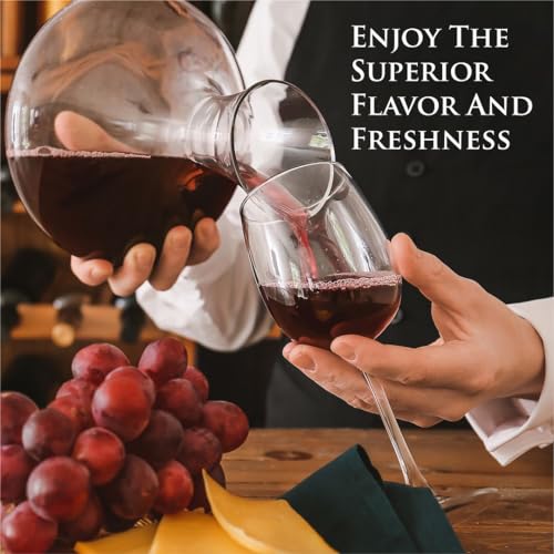 61 Ounce Wine Decanter with Aerator, Wine Carafe Set with 4 Glasses S48489
