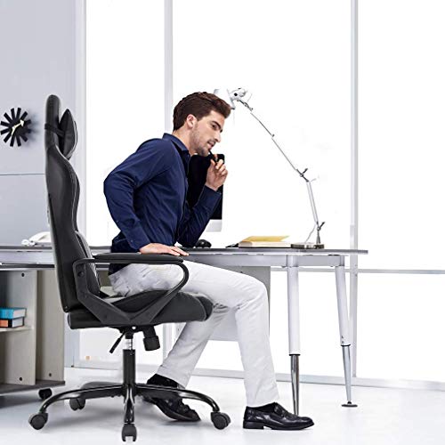 White Ergonomic High-Back Gaming Chair with Lumbar Support M85770
