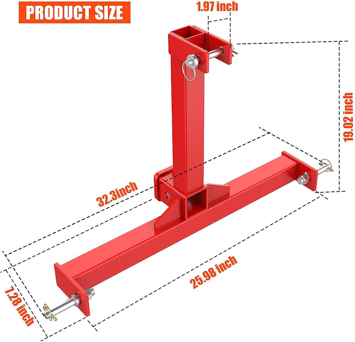 Red 3 Point Trailer Hitch with 2 Receivers Q63814