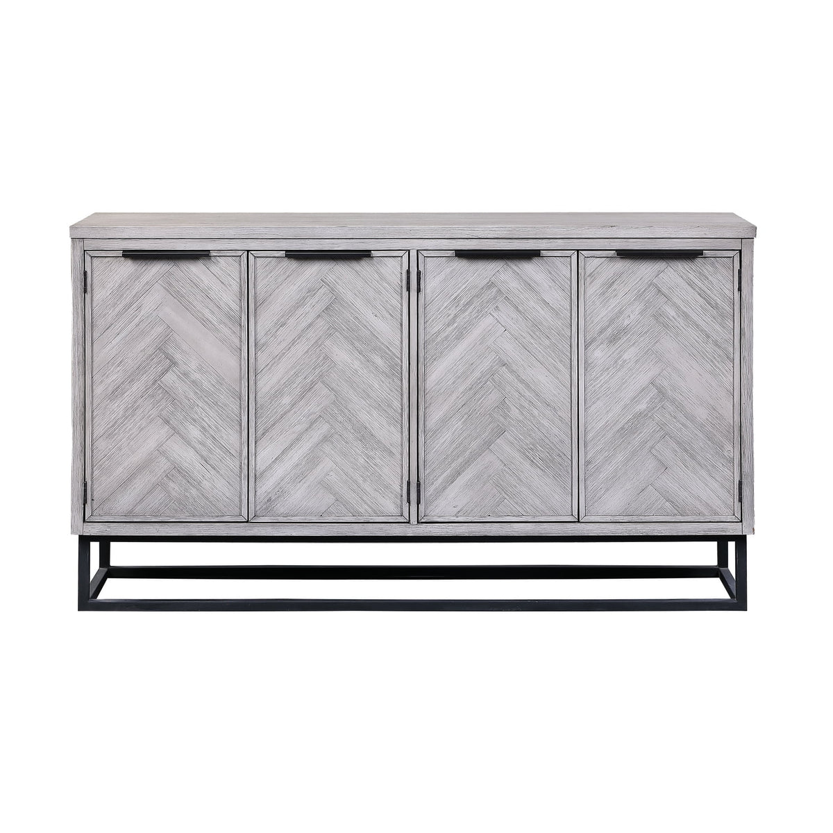 White Wood Four Door Media Credenza U111527