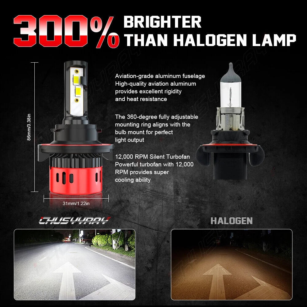 6000K LED Headlights 9008/H13 High Low Beam H11/H8/H9 Fog Lights Bulbs F698608