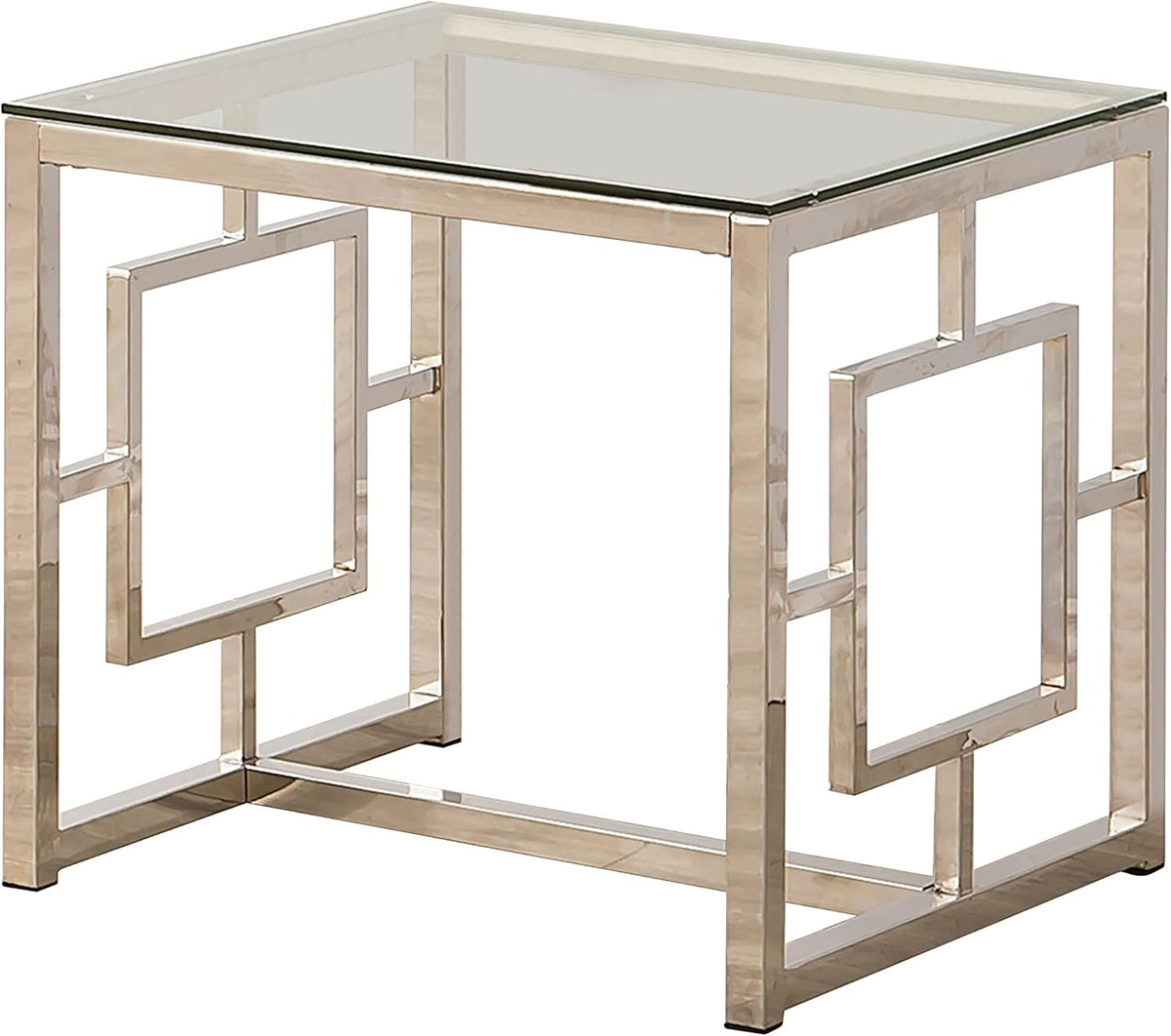 End Table with Glass Top and Nickel V112