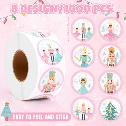 1000Pcs Christmas Stickers Roll Self-Adhesive A454