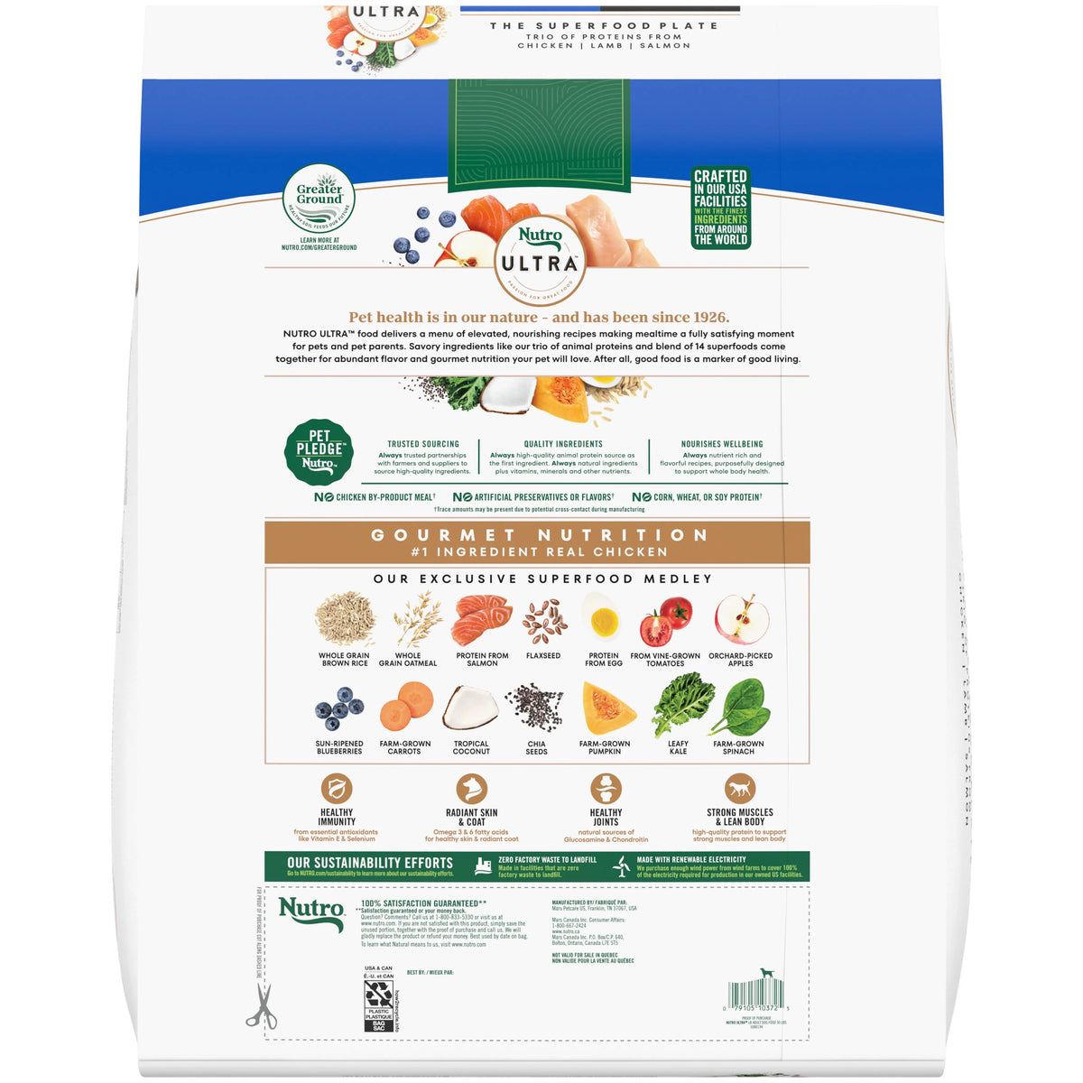 Adult Large Breed Dry Dog Food, Chicken, Lamb And Salmon Protein Trio, 30 Lb. Bag Z574