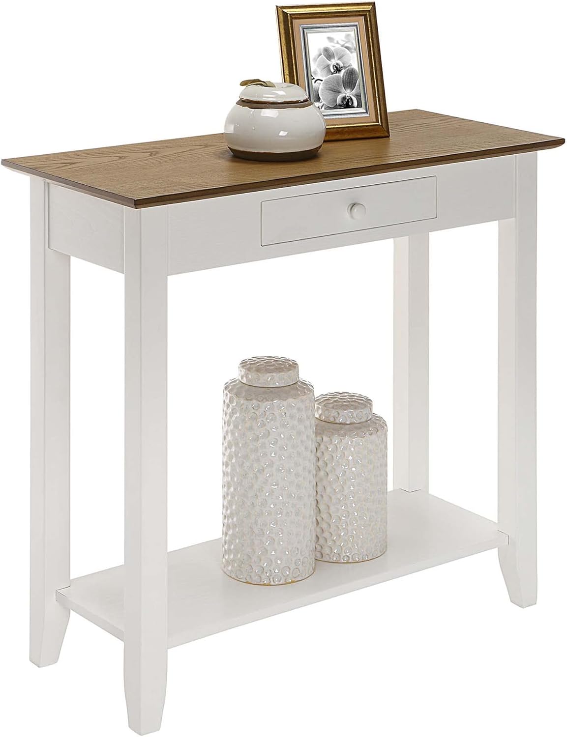 1-Drawer Hall Table with Shelf, Driftwood/White S421