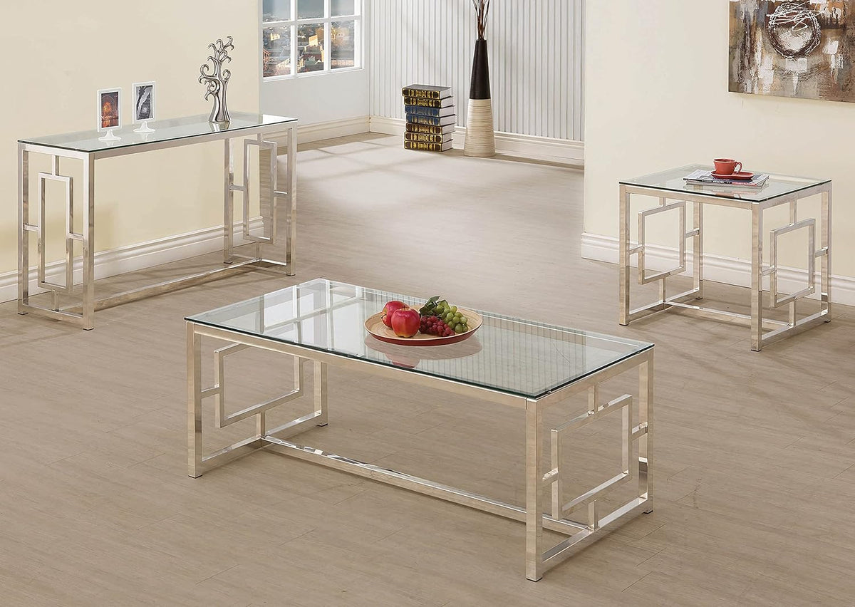 End Table with Glass Top and Nickel V112