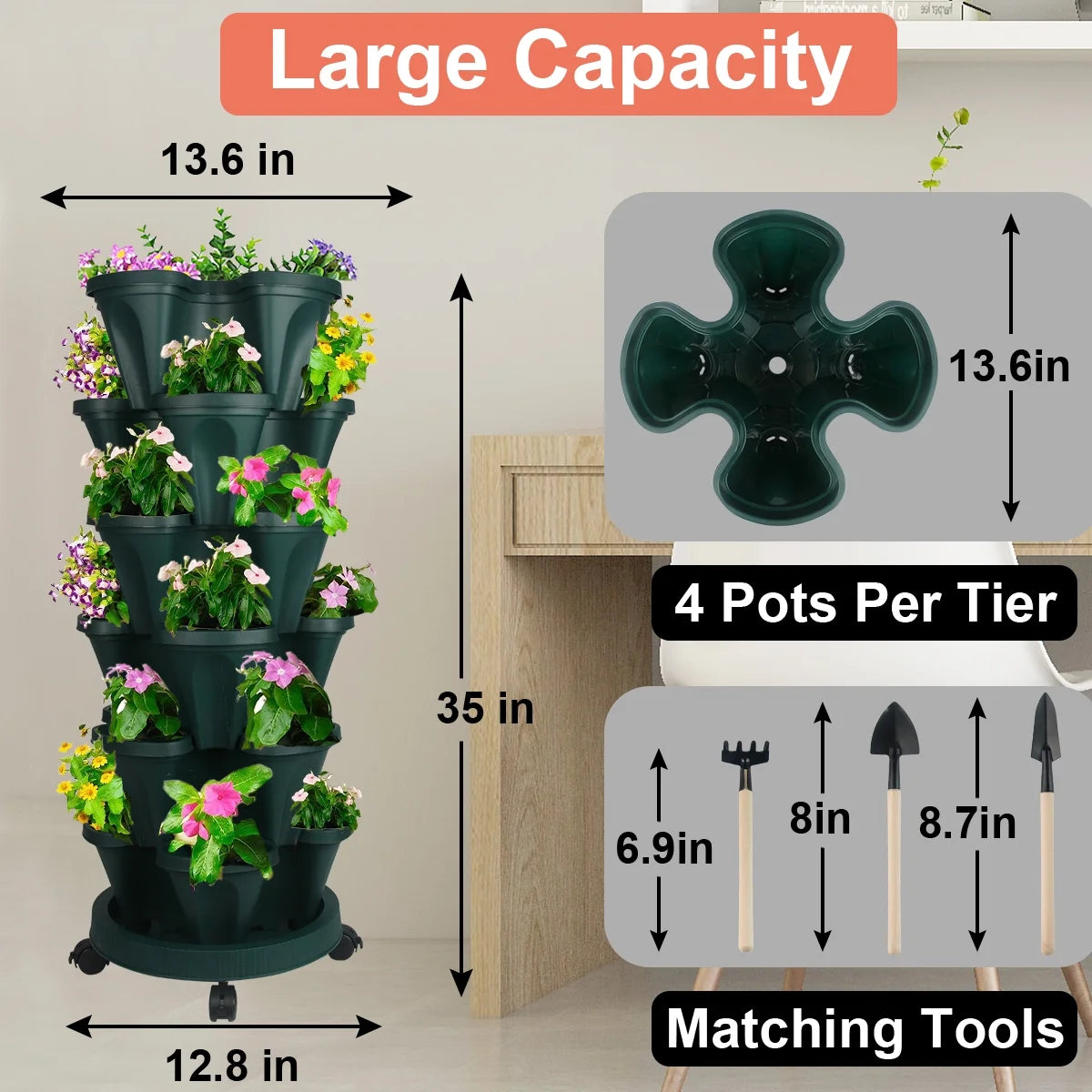 4 Tier Stackable Garden Planter D689