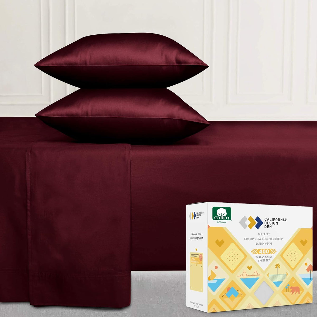 4 Pc 100% Cotton Cal King Sheet Set Y32325
