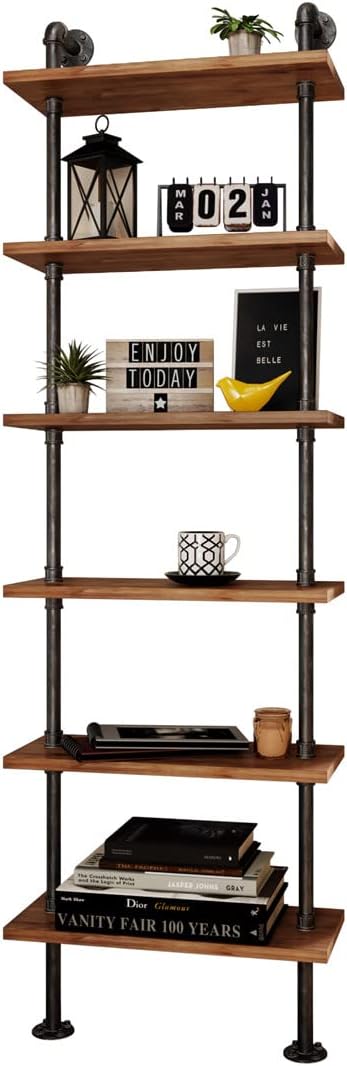 6 Tier Industrial Pipe Bookshelf H209