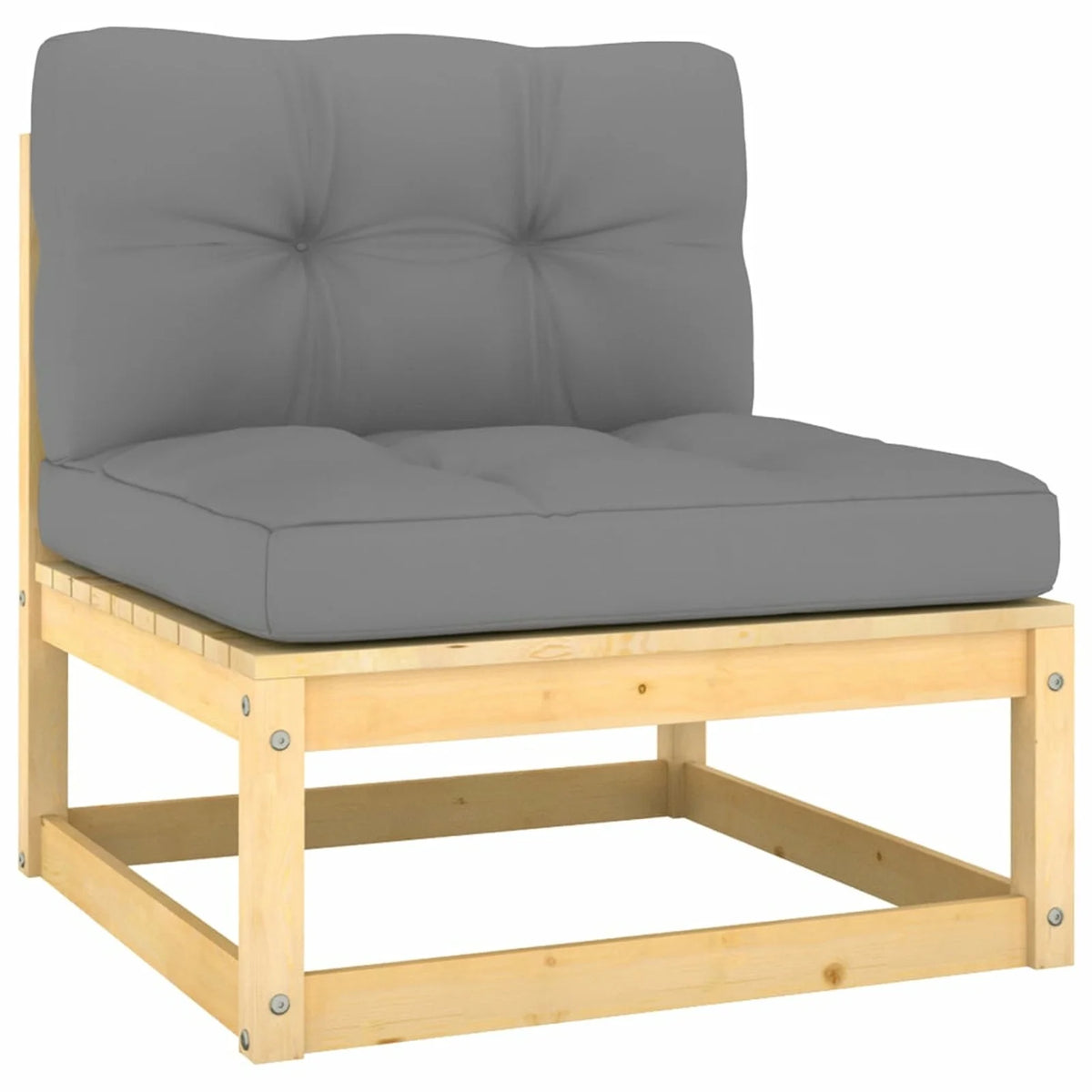 4 Piece Patio Lounge Set with Gray Cushion Pinewood Sectional Outdoor Furniture Set D78003