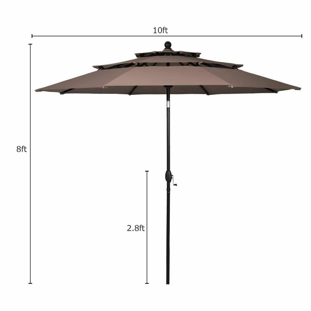 10-ft Tan Auto-Tilt Patio Umbrella I629809