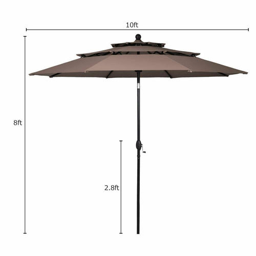 10-ft Tan Auto-Tilt Patio Umbrella I629809