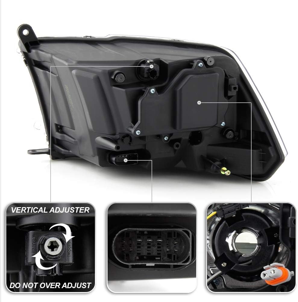 2013-2015 Dodge Ram 1500 2500 3500 Black Trim Headlamp Passenger Side Q812582