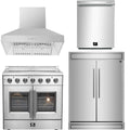 36 Electric French Door Range, Wall Mount Range Hood, Refrigerator and Dishwasher P8574