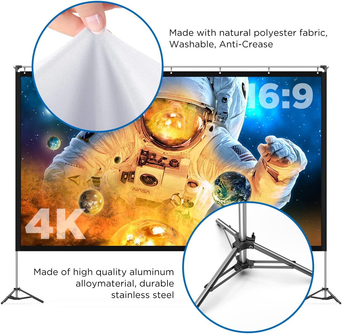 120 inch Portable Projector Screen with Stand and Carry Bag N84266