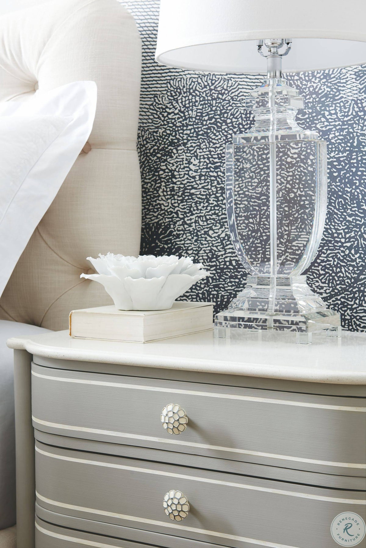 Gray Four Drawer Nightstand W9908