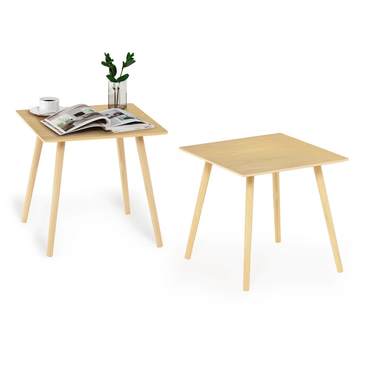 Oak Square End Table, Set of 2 H228