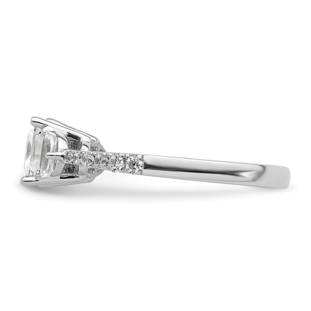14k White Gold 3 Stone Half Moon/Princess Cut CZ Ring E175980