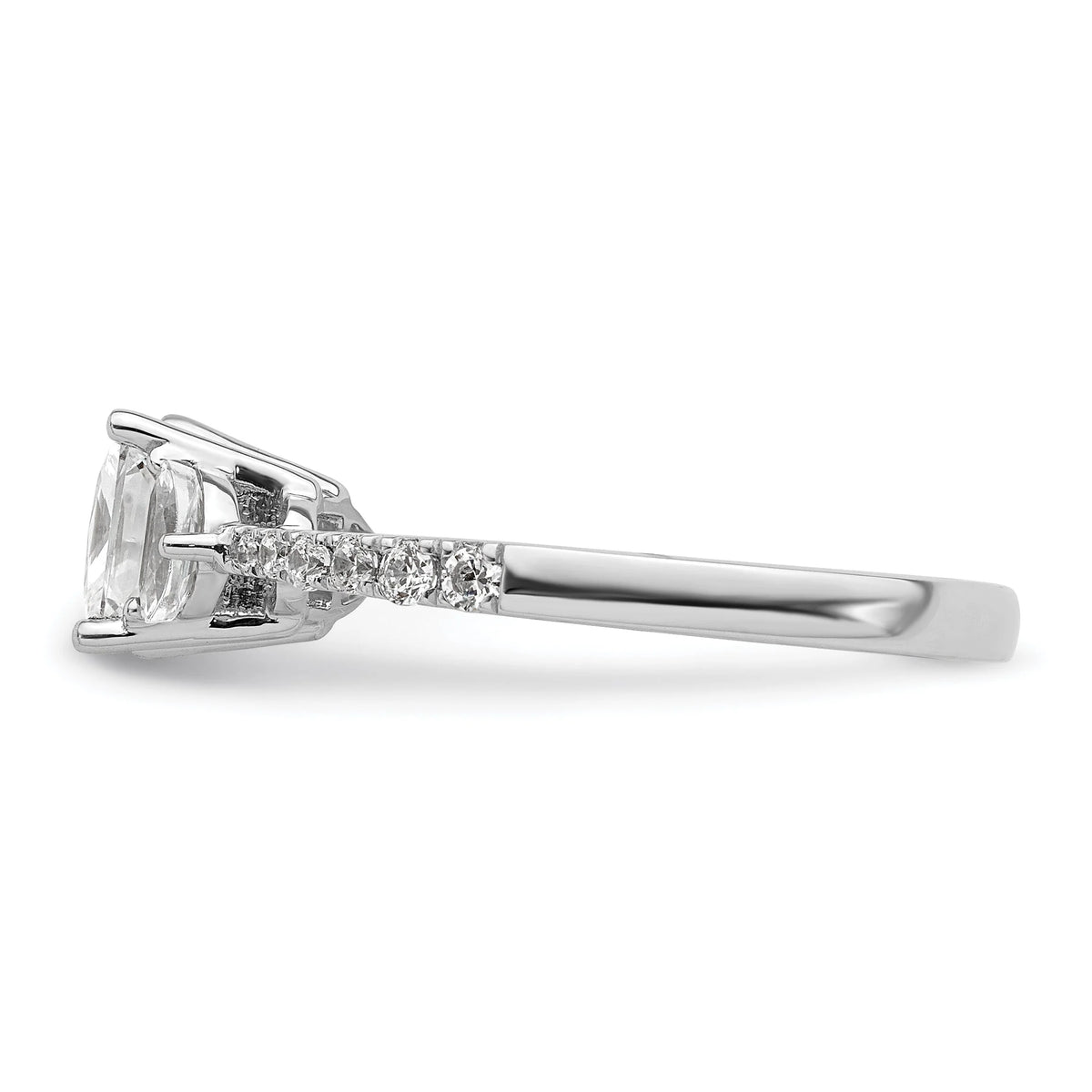14k White Gold 3 Stone Half Moon/Princess Cut CZ Ring E175980
