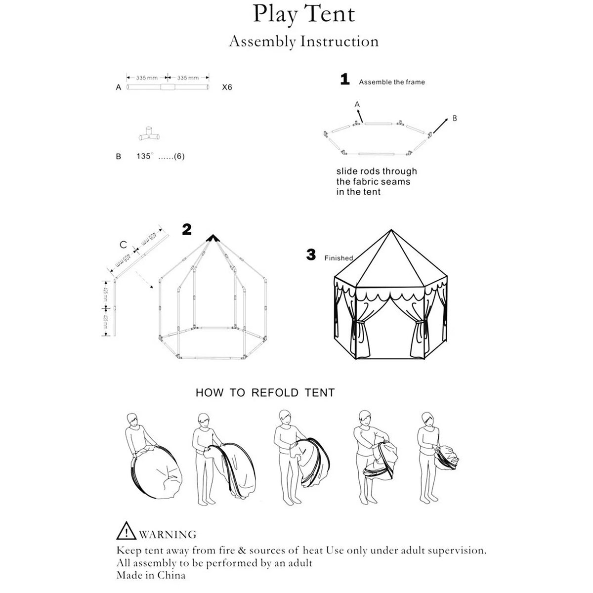Princess Castle Tent Playhouse with Carry Case H218973