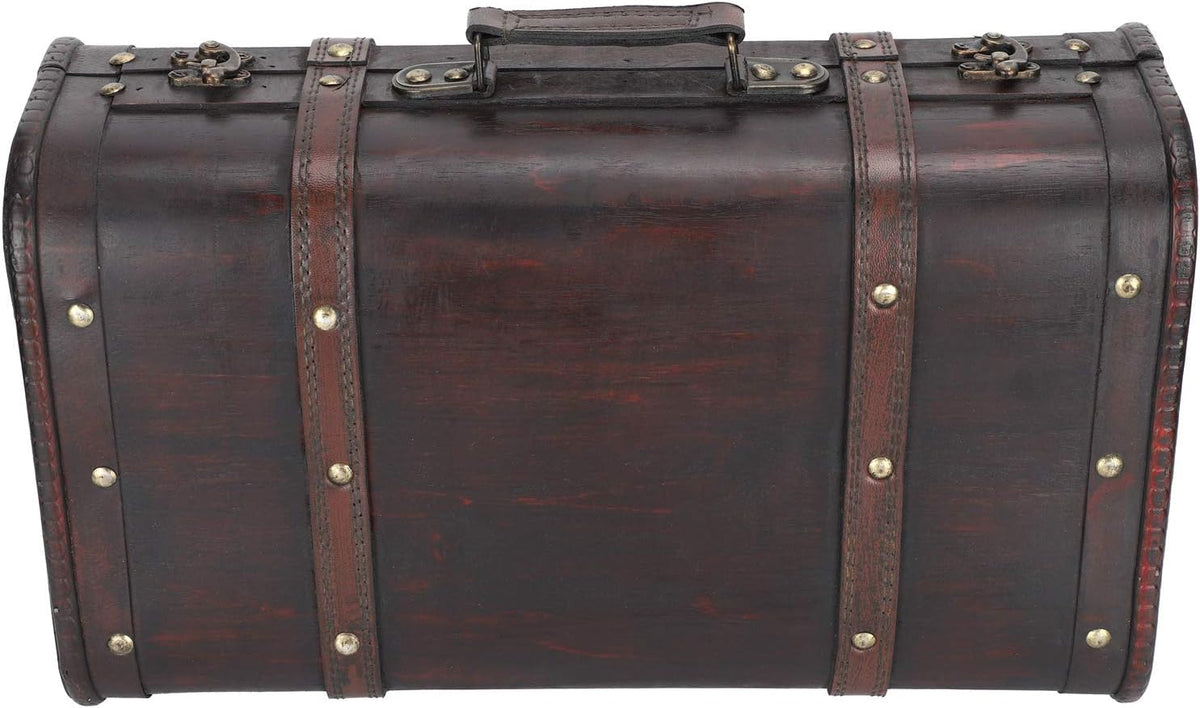 Vintage Wooden Suitcase with Buckle Lock Storage Chest M984476