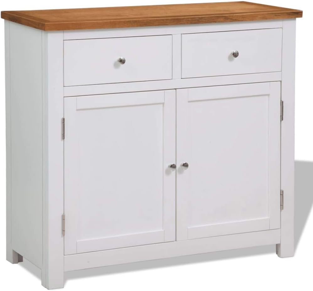 Oak Top Wooden Buffet Sideboard Storage Cabinet with 2 Drawers I683