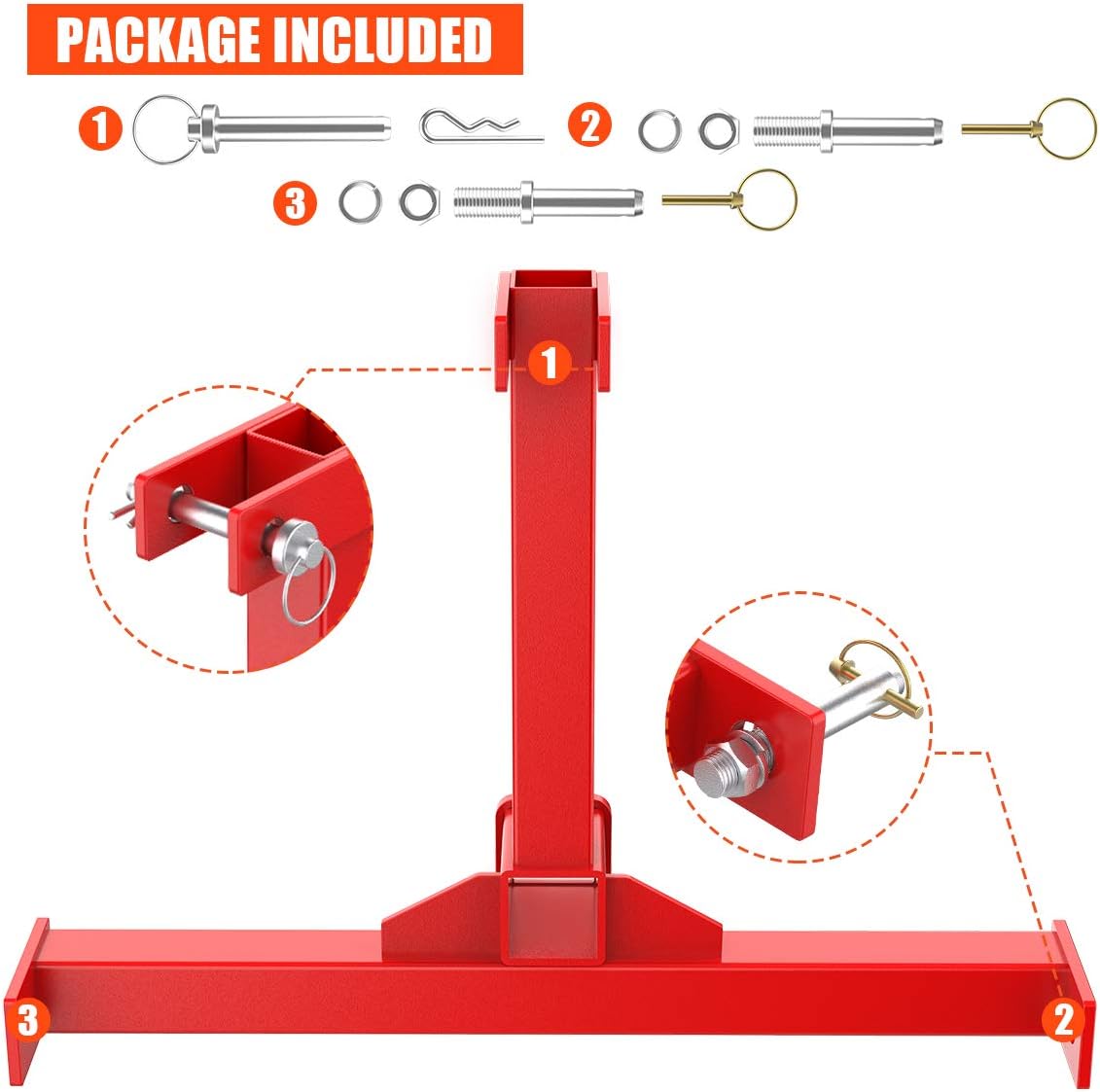 Red 3 Point Trailer Hitch with 2 Receivers Q63814