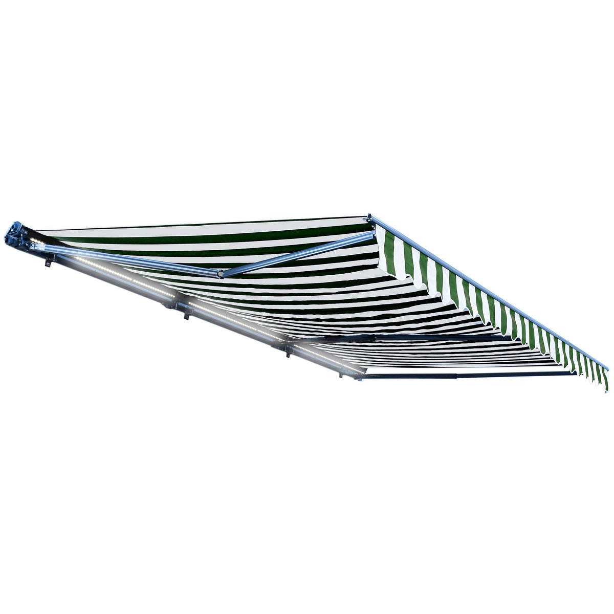 Motorized LED Half Cassette Retractable Awning 10 x 8 Feet Green/White S623233
