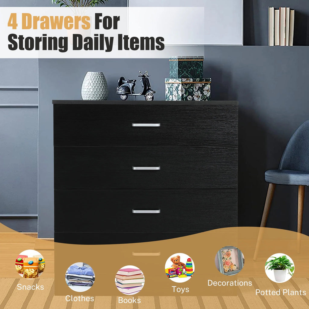 Black 4 Drawer Dresser C476