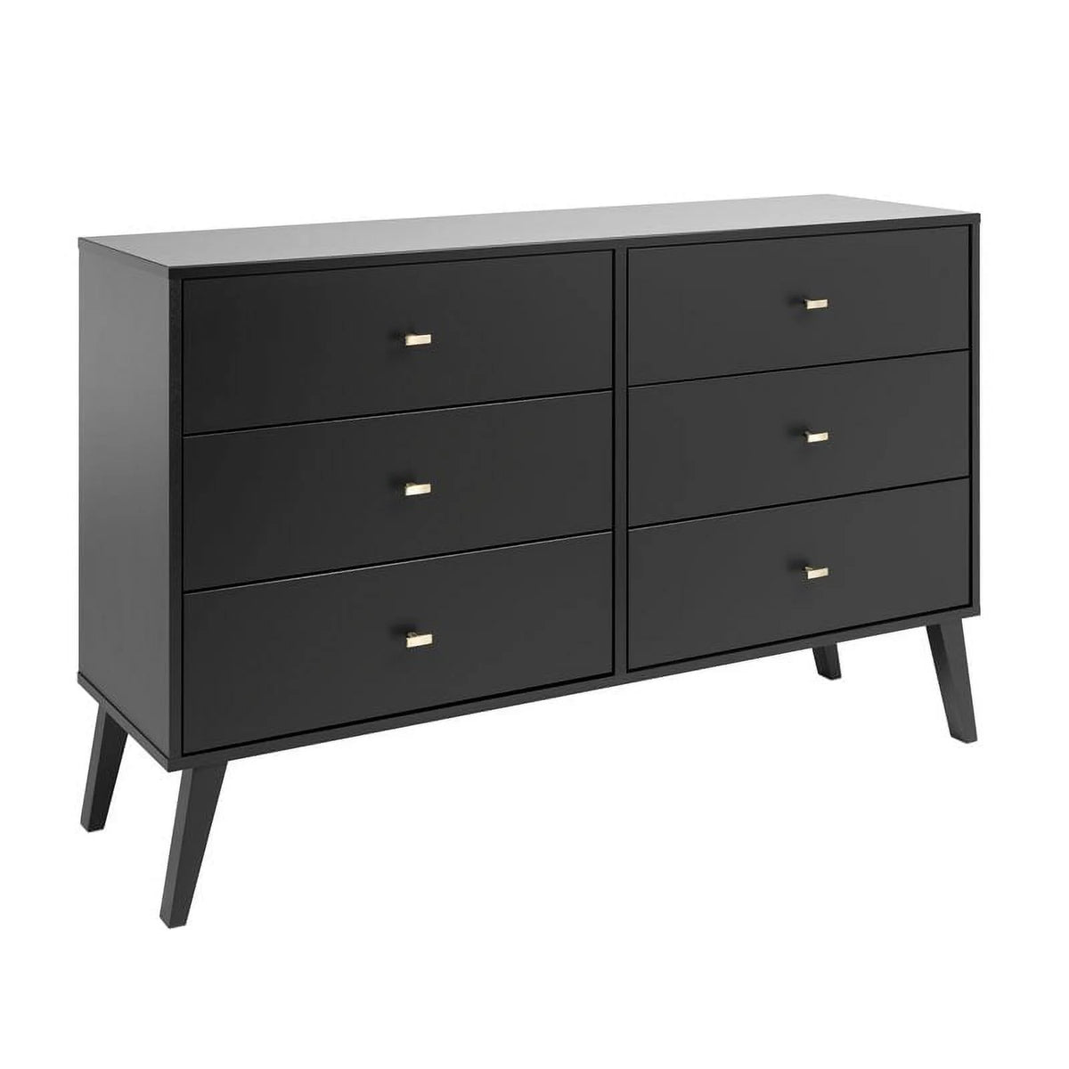 Black 6 Drawer Double Dresser E9422