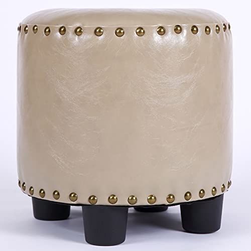 Gray Round Rivet Footrest Pu Ottoman A892915