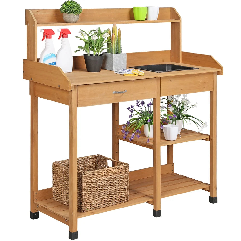 Cedarwood Potting Bench with Sink M266