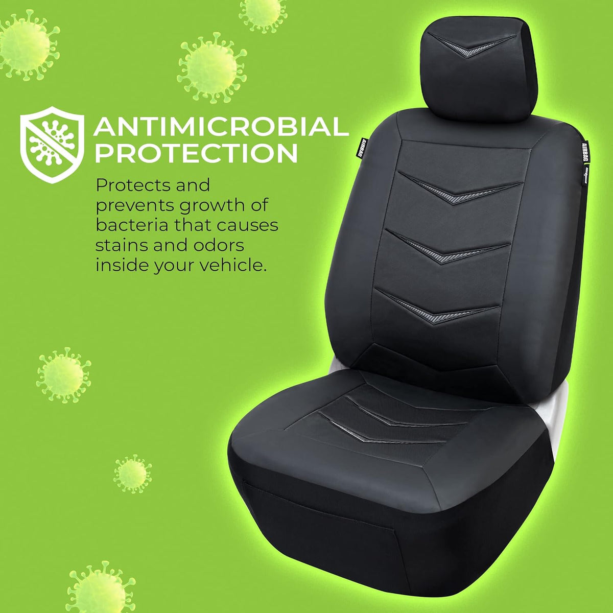 Soft Faux Leather Car Seat Cover, Universal Fit, Black Z877521