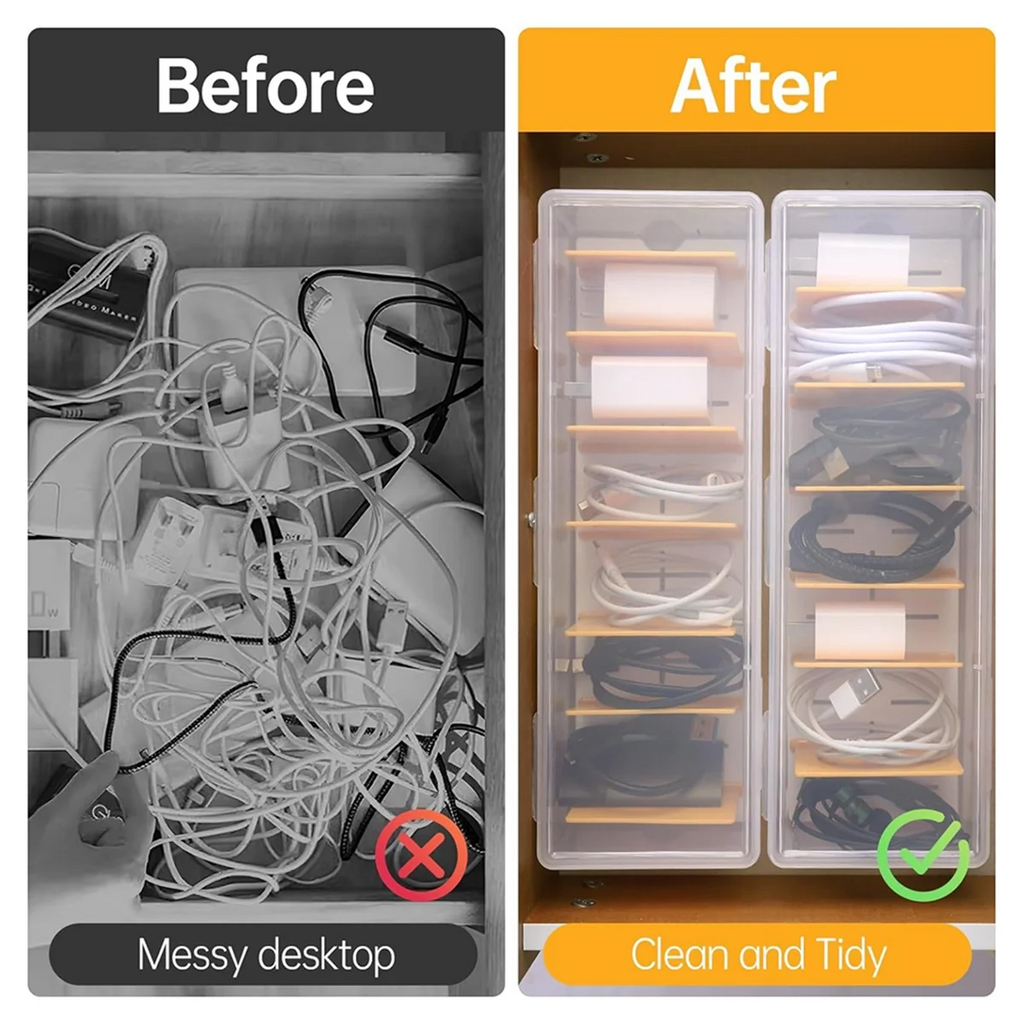 Clear Cable Organizer Box with Lid O724996