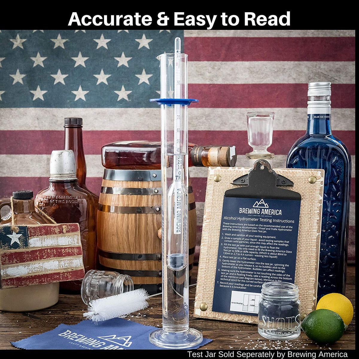 Alcohol Hydrometer Tester 0-200 Proof Pack of 2 O151892