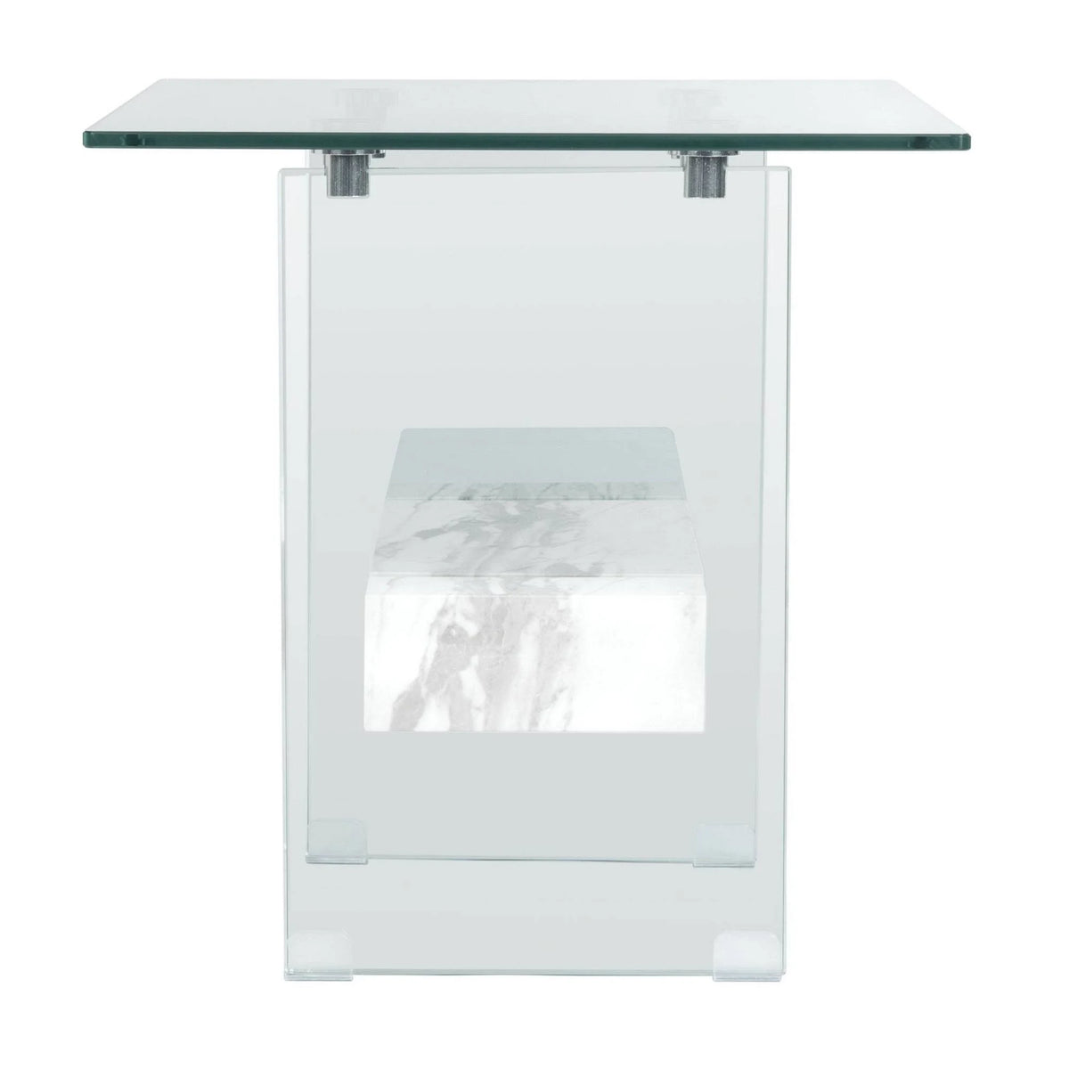 Glass/Faux White Marble Accent Table C87629