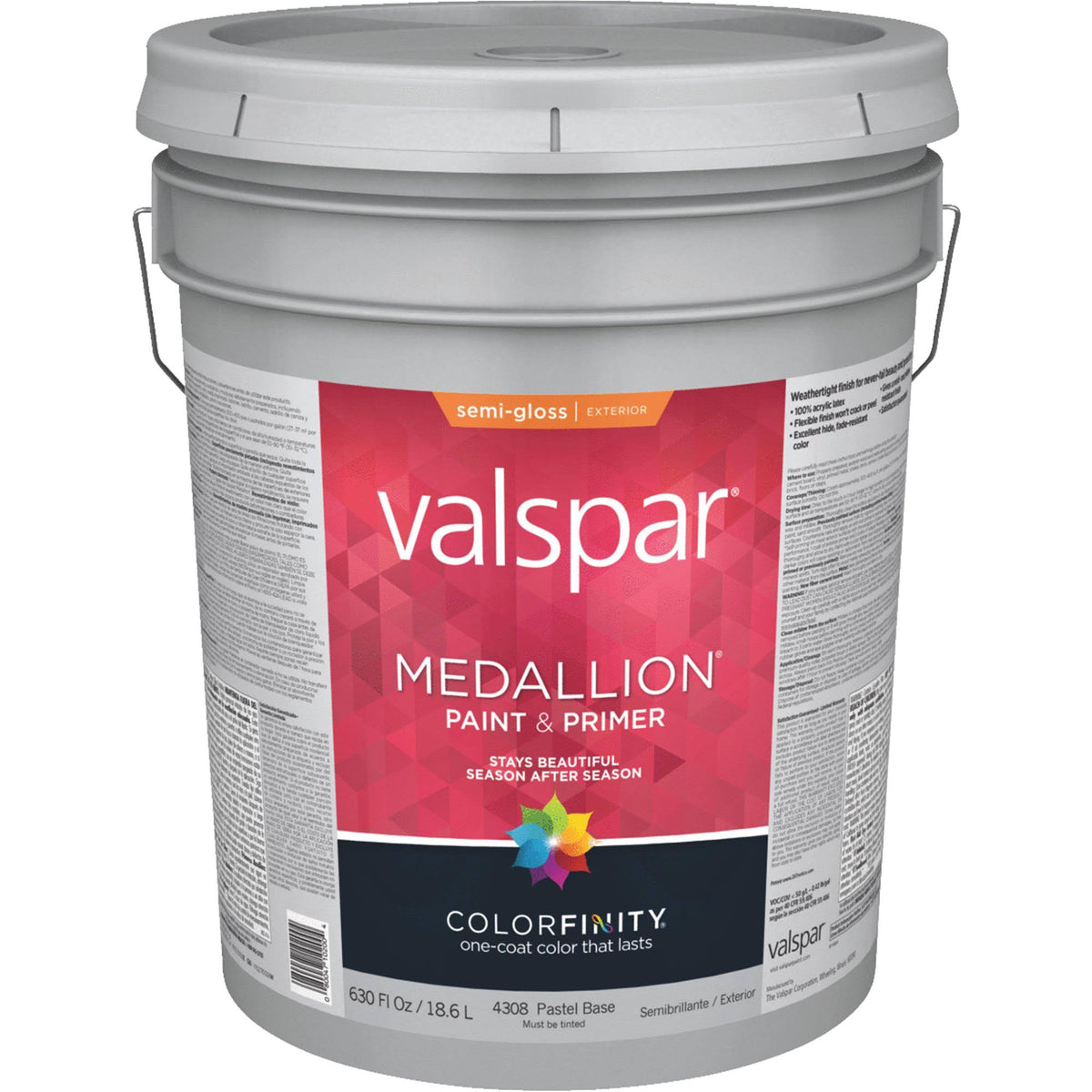 Semi-Gloss Exterior House Paint, 5 Gal Pail A77771