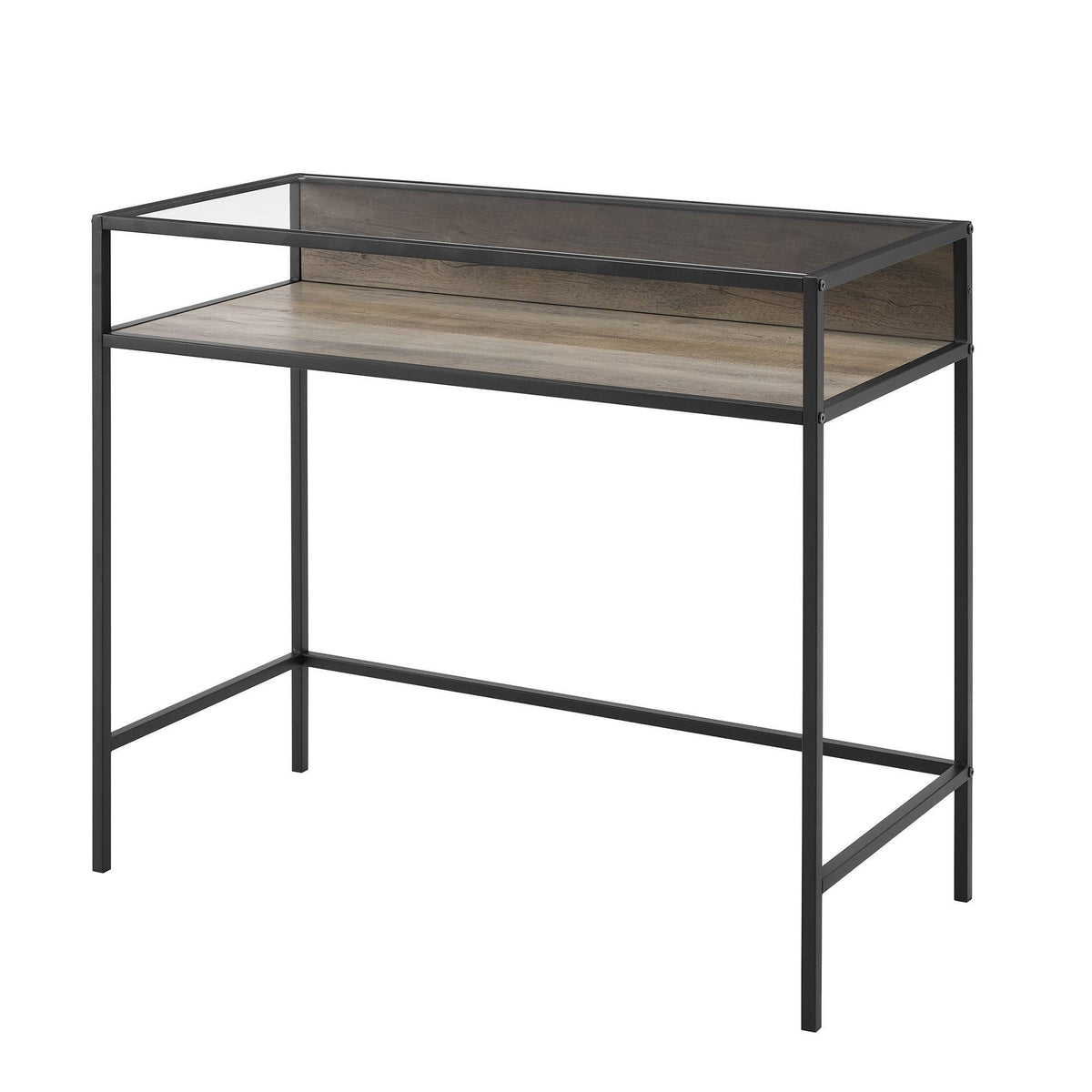 35x22 Metal & Wood Compact Desk with Glass I925