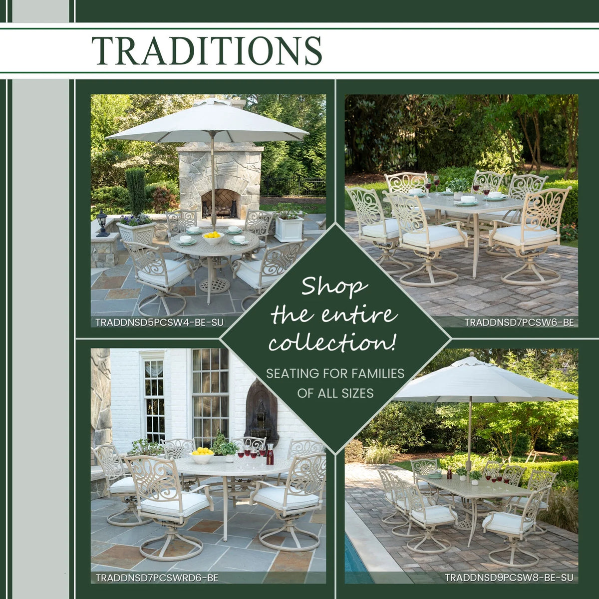 7-Piece Cushioned Swivel Rocker Patio Dining Set with Cast Aluminum Table J15600