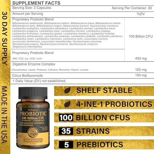 35 Strains Organic Probiotic 100 Billion CFU 60 Capsules I9488